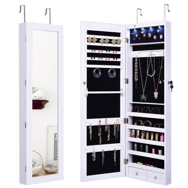 Amrutha wall mounted jewelry deals armoire with mirror